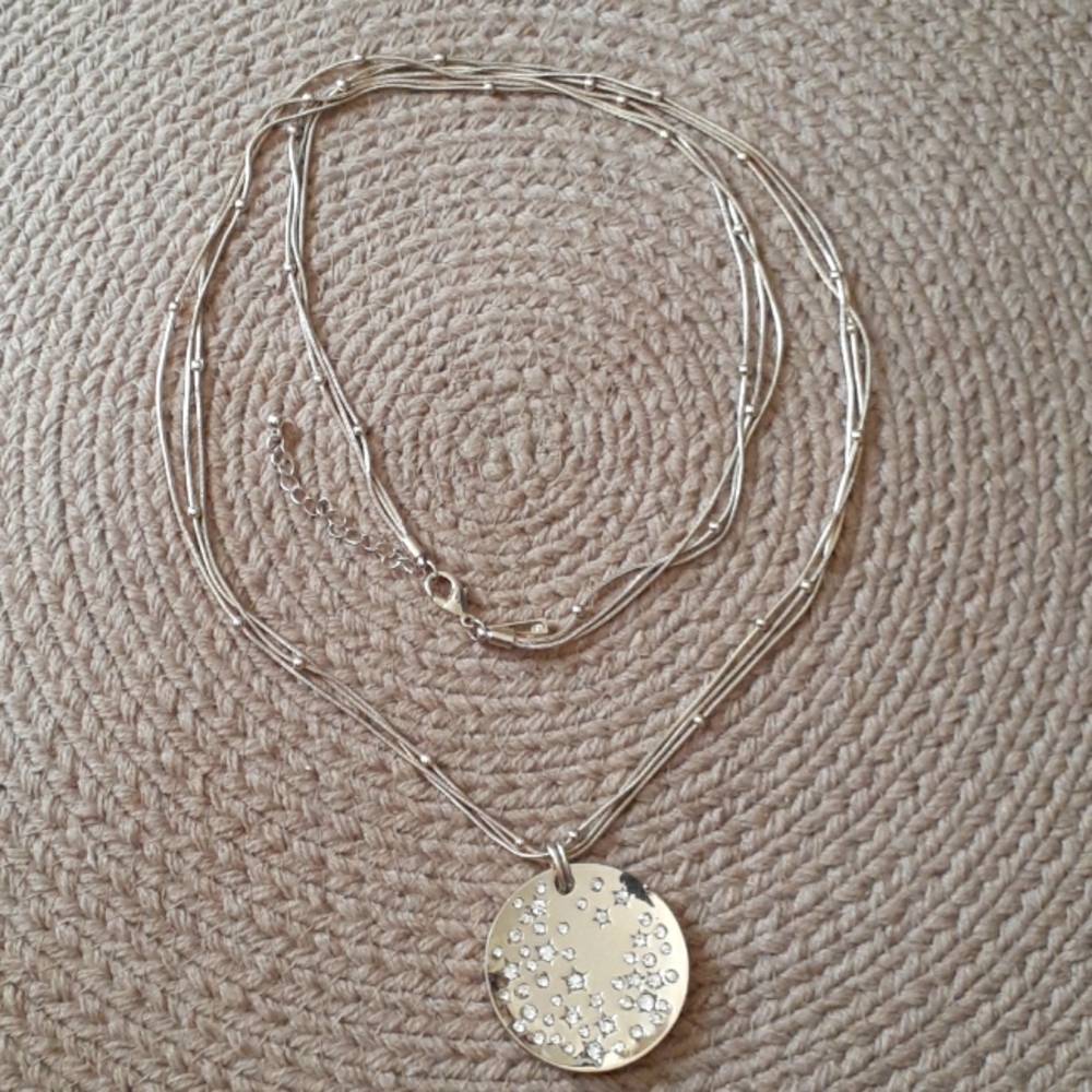 Gold tone WHBM long necklace - 3 layer- NWOT